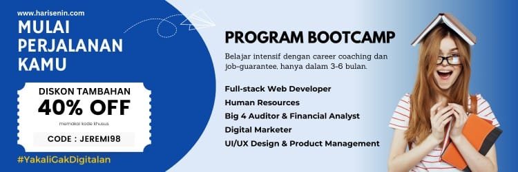 CTA ajakan untuk melakukan kegiatan program bootcamp digital marketing di Harisenin.com