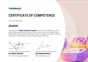 Jeremi Napoli Siregar - IG Organik certificate