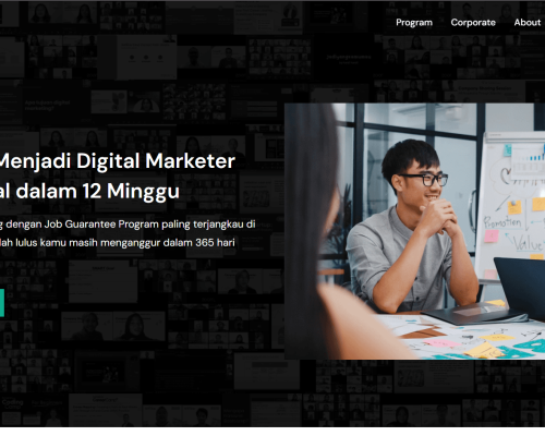 hero section dari website harisenin untuk keperluan artikel Jeremi Siregar membahas bootcamp digital marketing di harisenin.